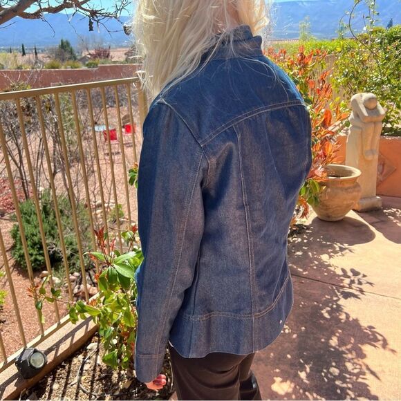 Vintage 90s Y2K Guess USA Rigid Denim Jean Trucker Jacket Cottagecore West M - Picture 8 of 12